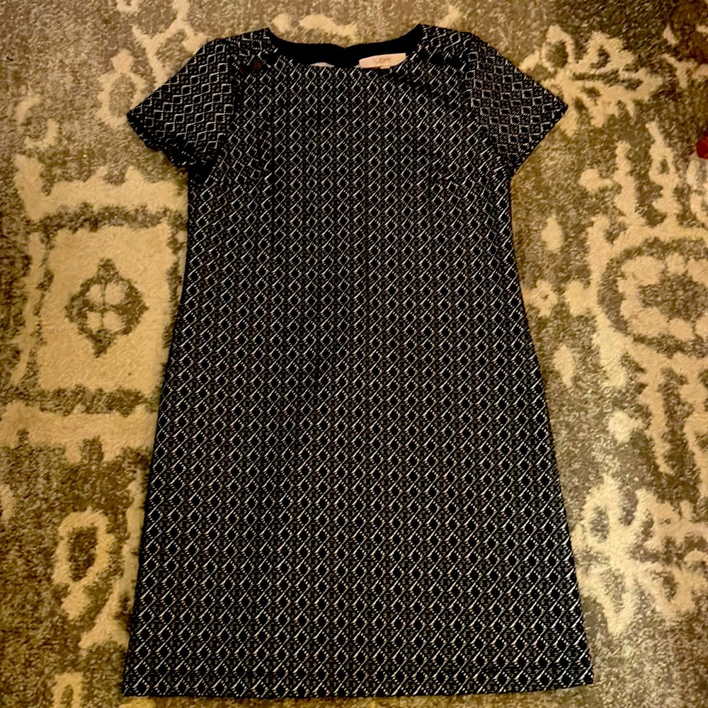 Loft Black and White Dress, Back Zip and Clasp Closure, Size 2